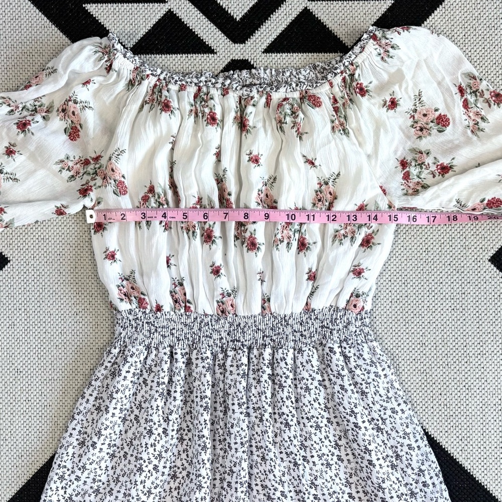 J Gee Off The Shoulder White Floral Maxi Dress Medium - Picture 3 of 10